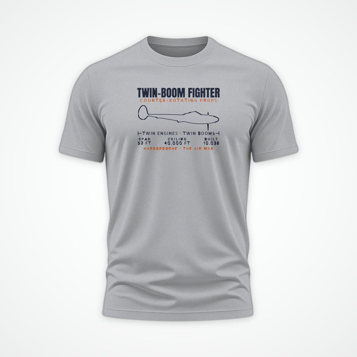 Twin-Boom Fighter Blueprint Tee in Sport Grey