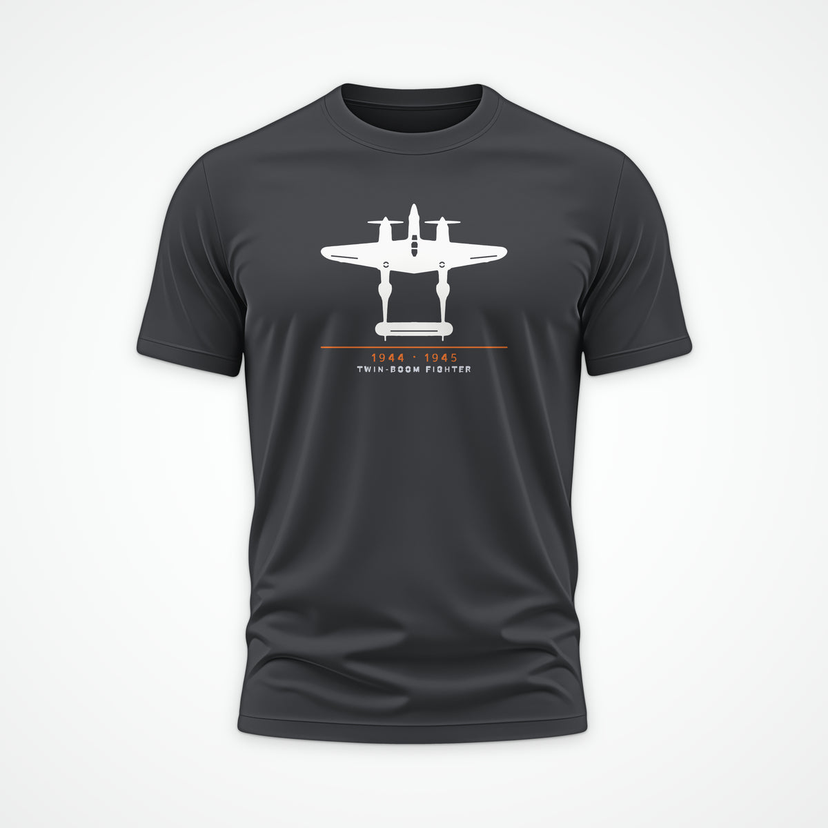 Twin-Boom Fighter 1944–45 Tee in Charcoal