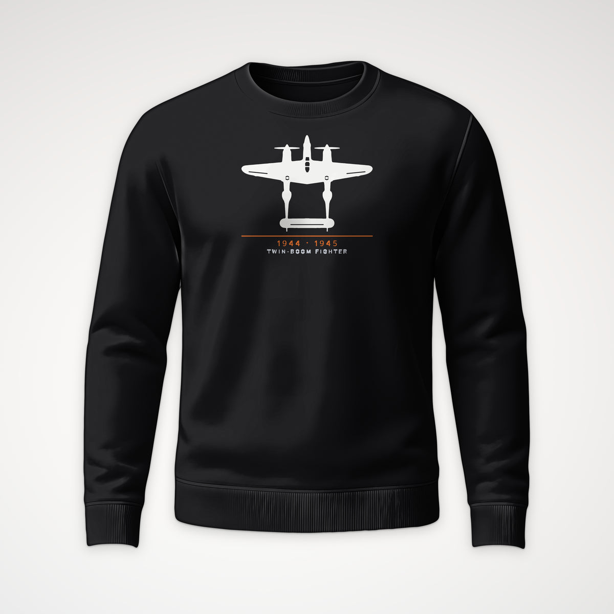 Twin-Boom Fighter 1944–45 Crewneck Sweatshirt in Black