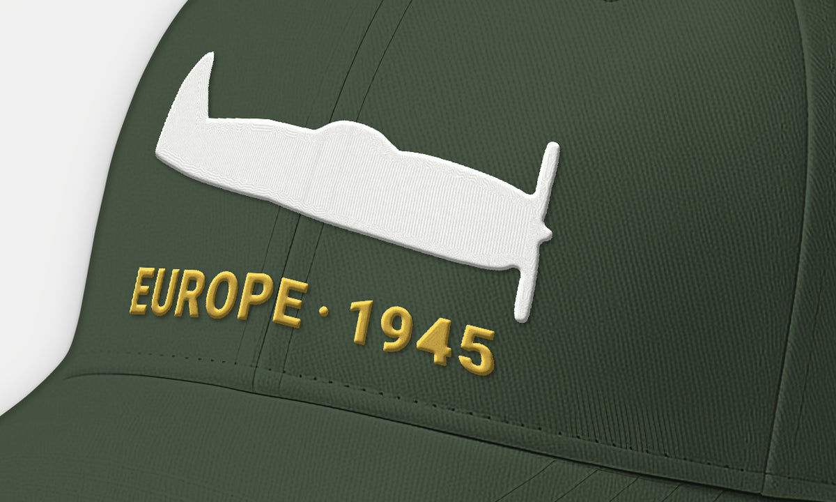 Europe 1945 Eight-Gun Fighter Embroidered Cap, front detail