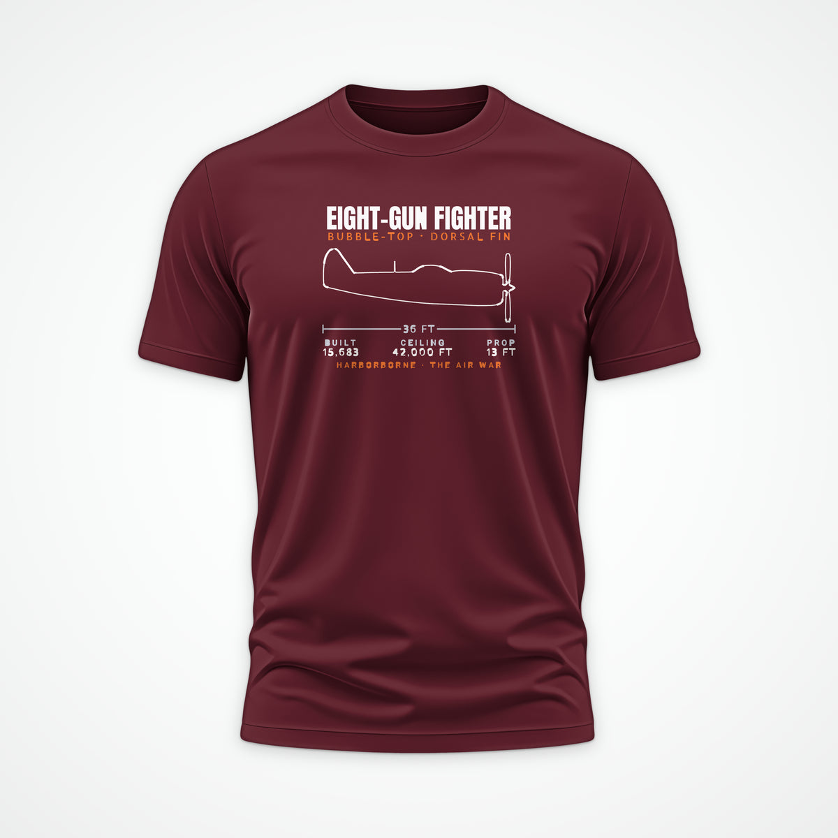 Eight-Gun Fighter Blueprint Tee in Maroon