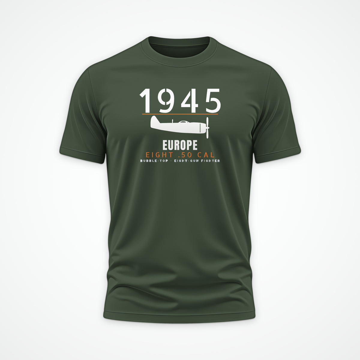 Europe 1945 Eight-Gun Fighter Tee in Military Green