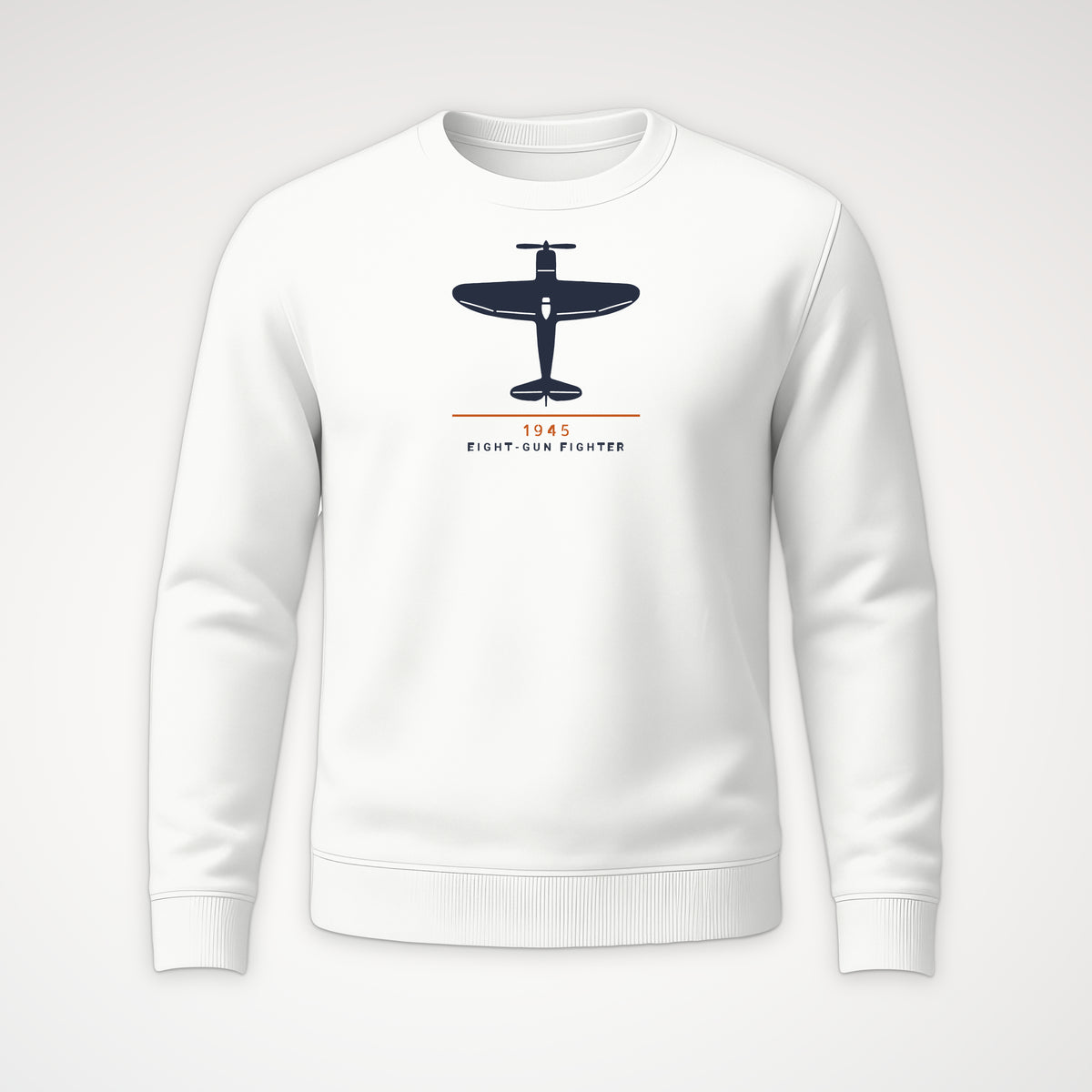 Eight-Gun Fighter 1945 Crewneck Sweatshirt in White