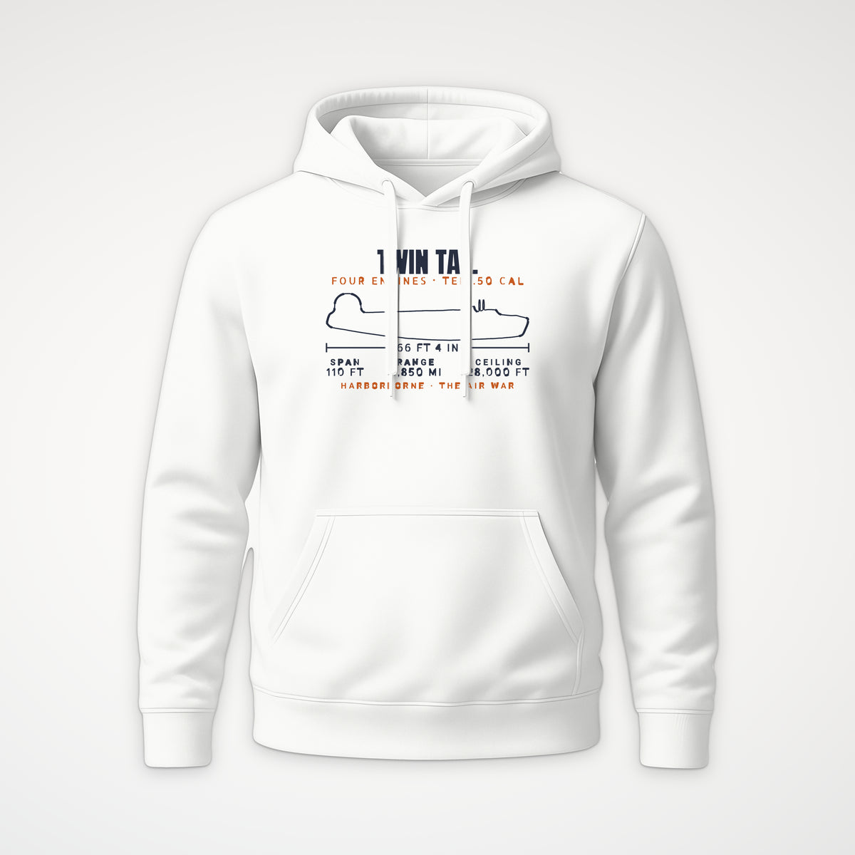 Twin-Tail Heavy Bomber Blueprint Hoodie in White