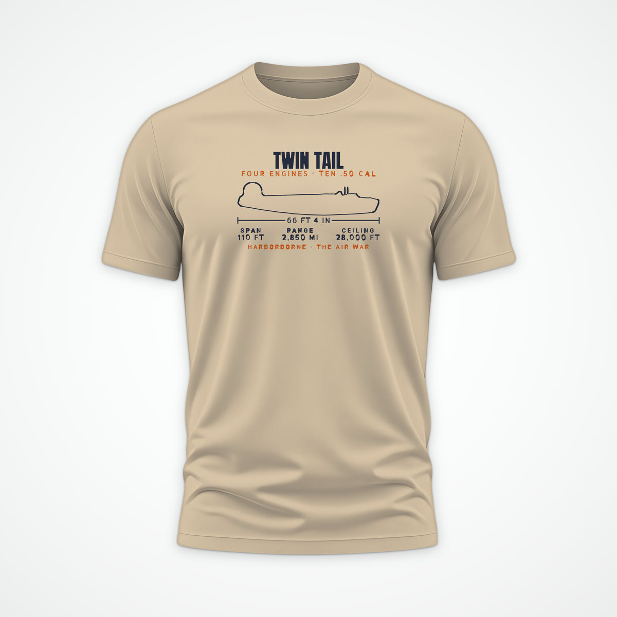 Twin-Tail Heavy Bomber Blueprint Tee in Sand