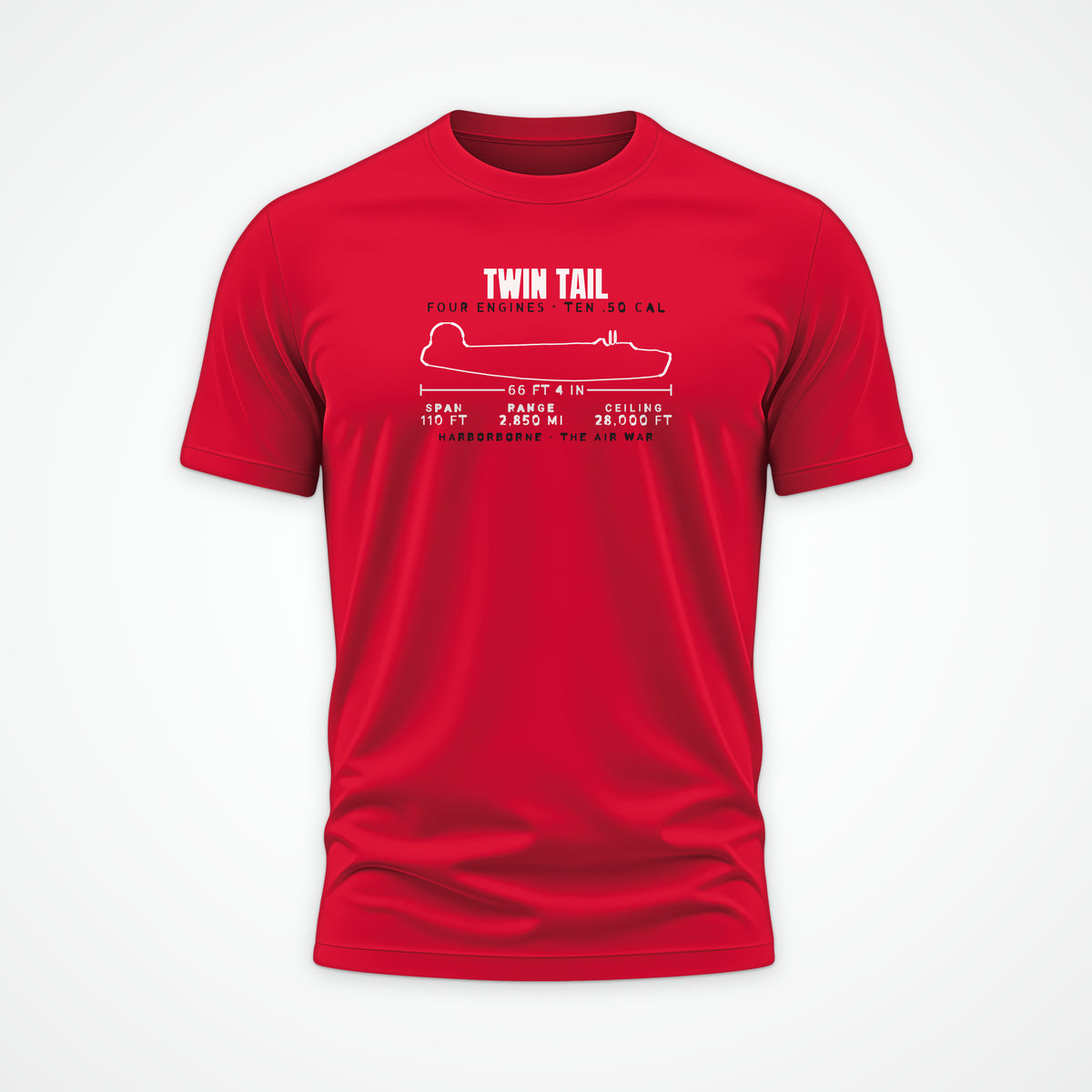 Twin-Tail Heavy Bomber Blueprint Tee in Red