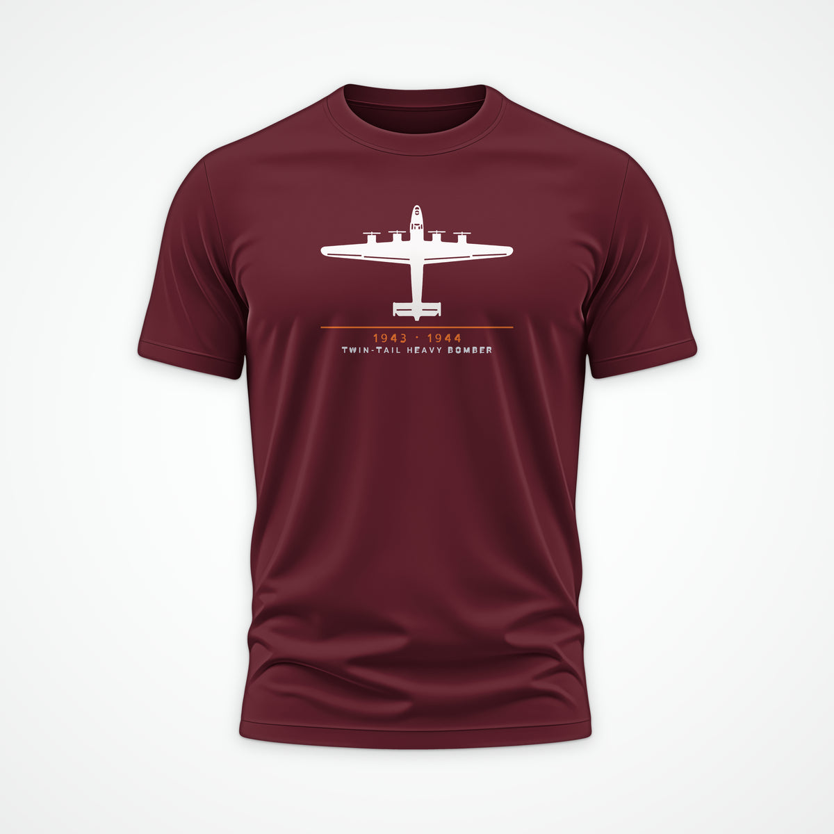 Twin-Tail Heavy Bomber 1943–44 Tee in Maroon