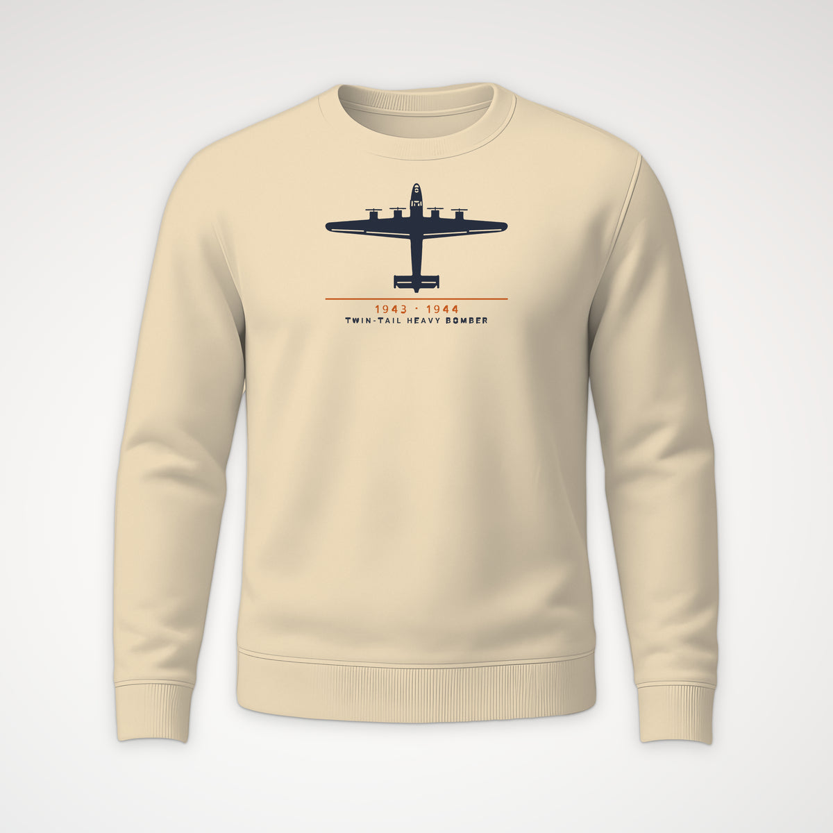 Twin-Tail Heavy Bomber 1943–44 Crewneck Sweatshirt in Sand