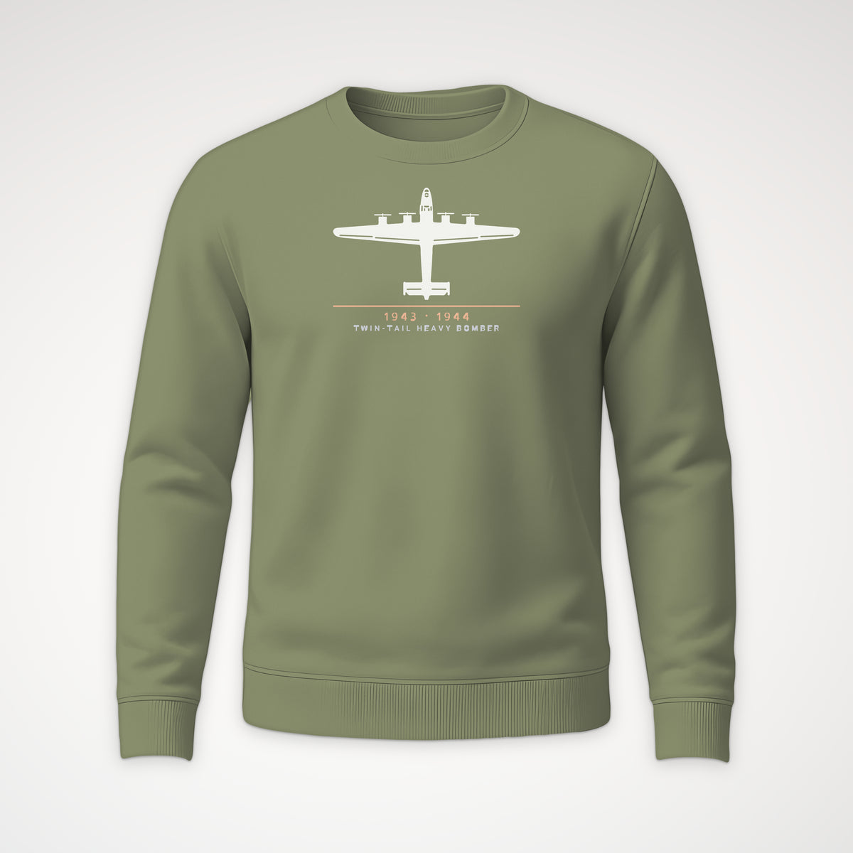 Twin-Tail Heavy Bomber 1943–44 Crewneck Sweatshirt in Military Green