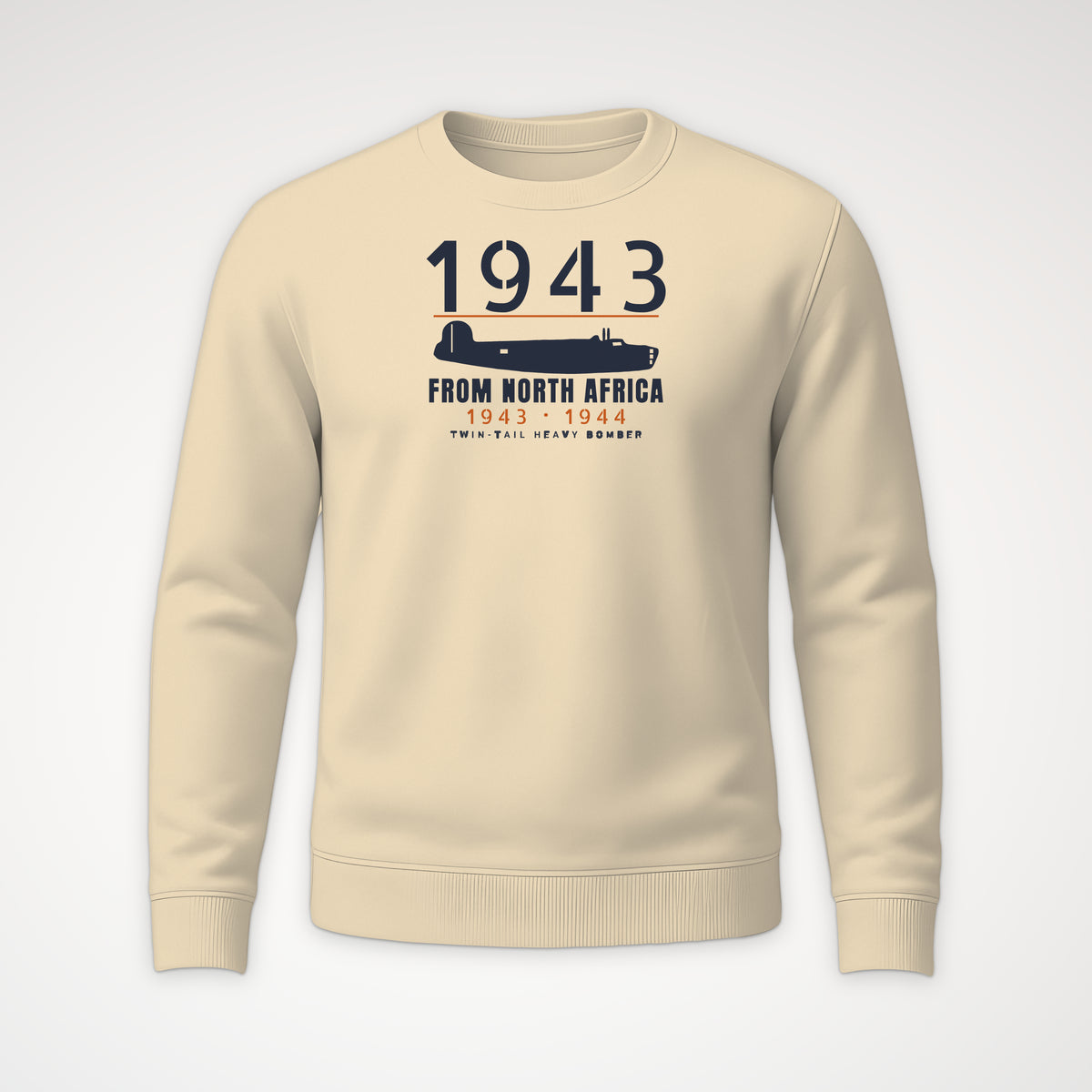 North Africa Twin-Tail Bomber 1943–44 Crewneck Sweatshirt in Sand
