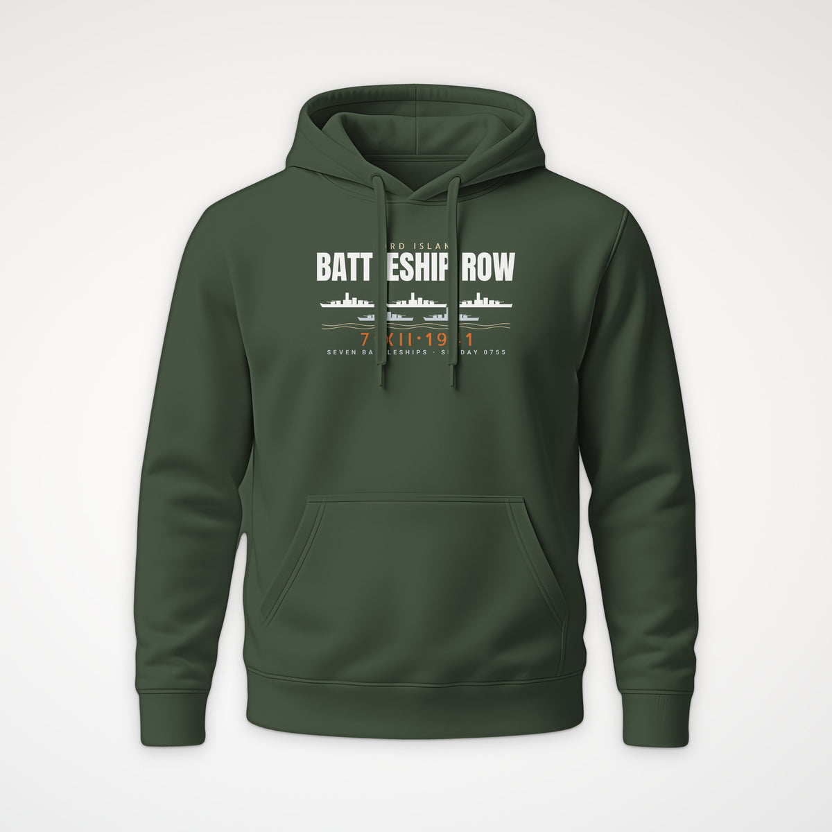 Battleship Row Ford Island Hoodie in Olive