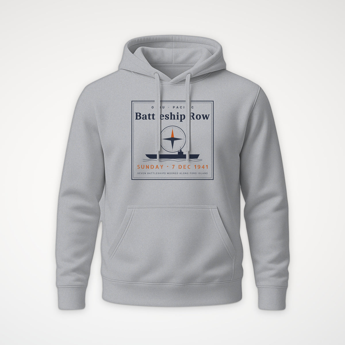 Battleship Row Frame Hoodie in Heather Grey