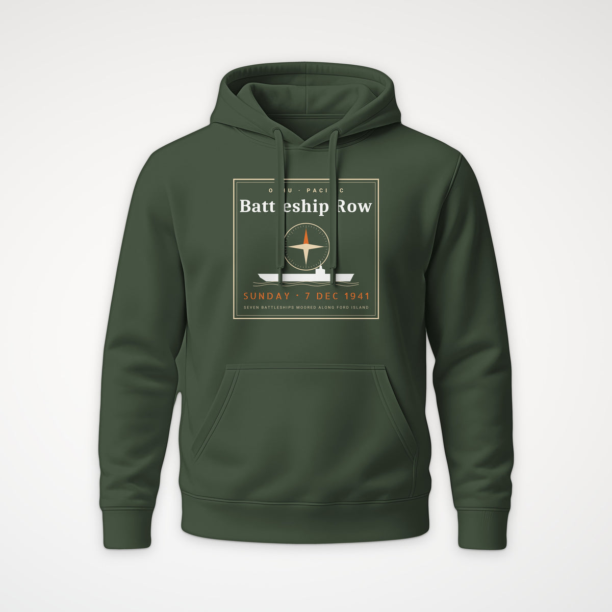 Battleship Row Frame Hoodie in Olive