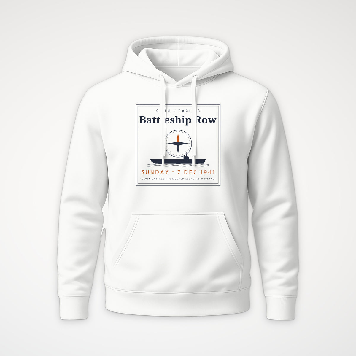 Battleship Row Frame Hoodie in White