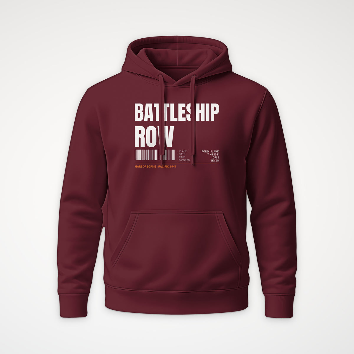 Battleship Row Tag Hoodie in Burgundy
