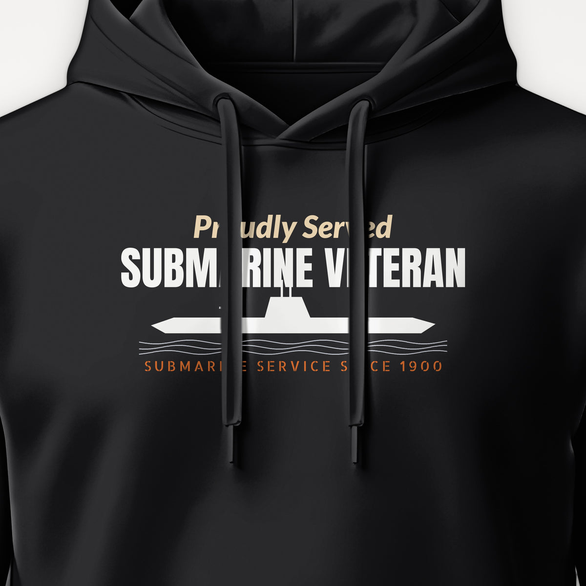 Proudly Served Submarine Veteran Hoodie, front print detail