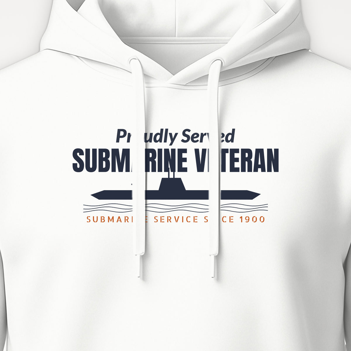 Proudly Served Submarine Veteran Hoodie, front print detail