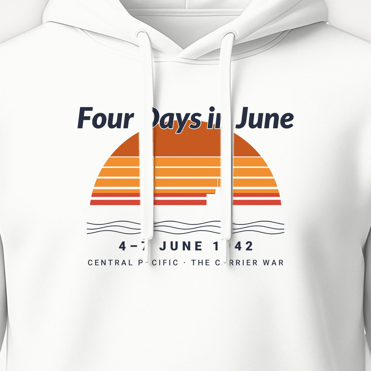 Four Days in June Sunset Hoodie, front print detail