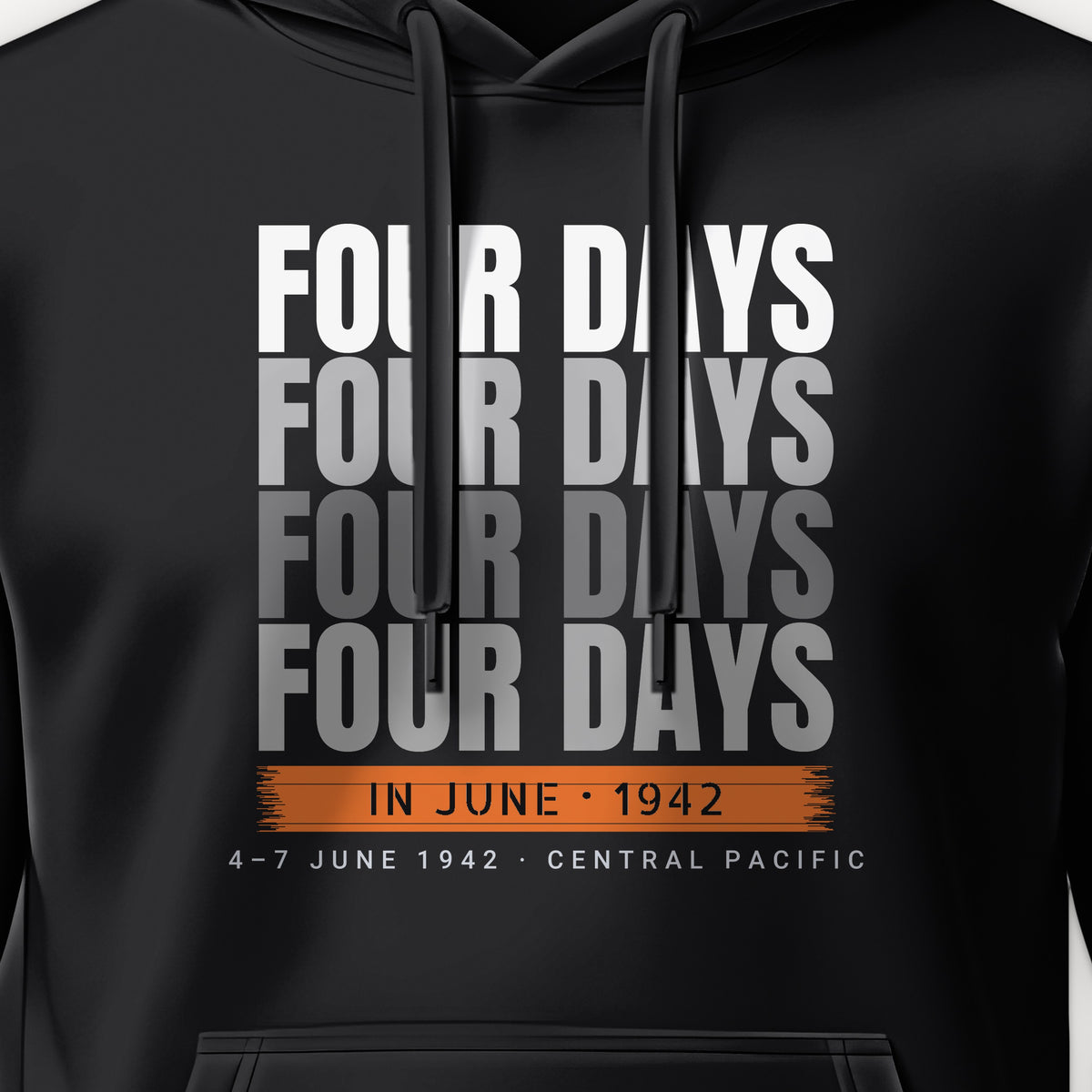 Four Days in June Echo Hoodie, front print detail