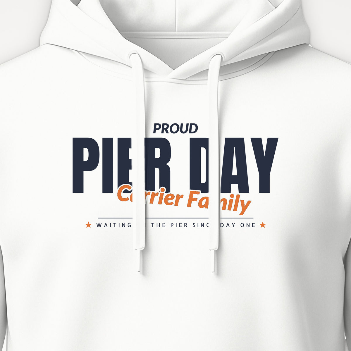 Pier Day Proud Carrier Family Hoodie, front print detail