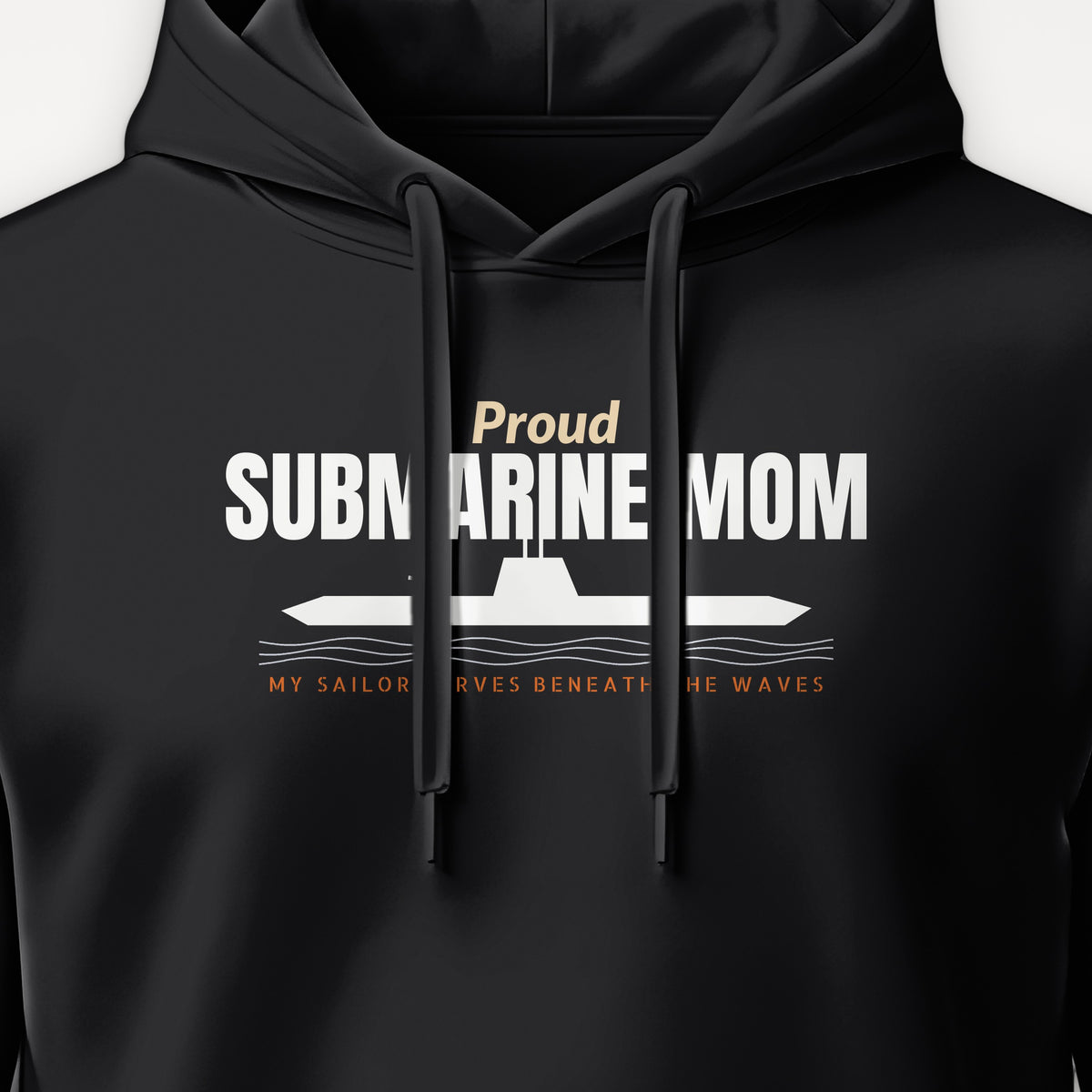 Proud Submarine Mom Hoodie, front print detail