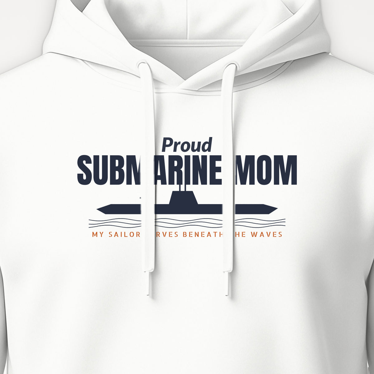 Proud Submarine Mom Hoodie, front print detail