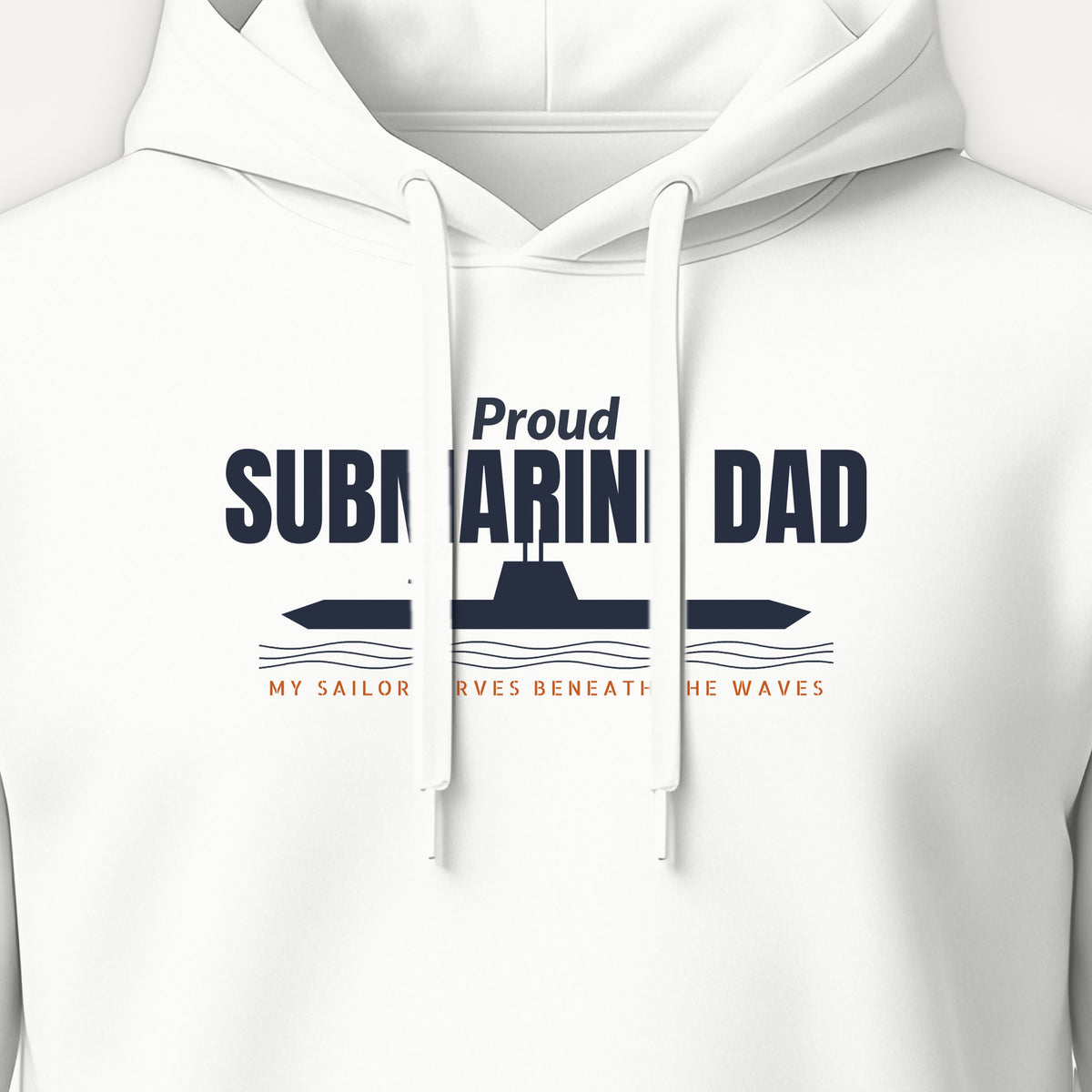 Proud Submarine Dad Hoodie, front print detail