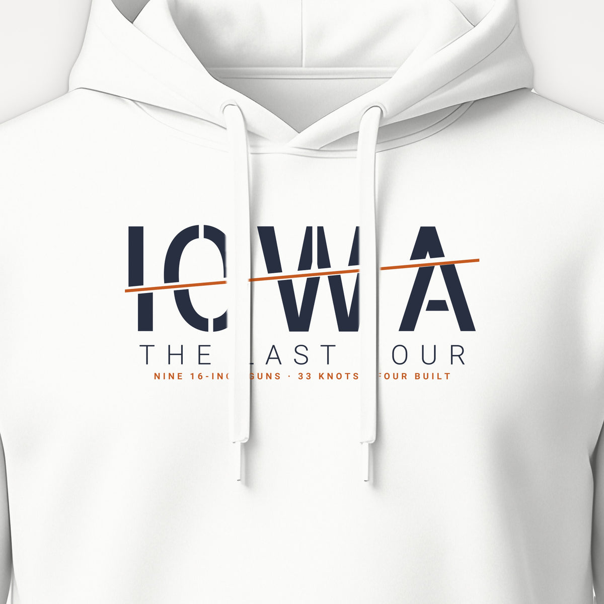 The Last Four Iowa Sliced Hoodie, front print detail