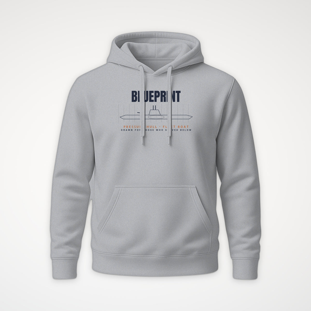 Pressure Hull Blueprint Served Below Hoodie in Heather Grey