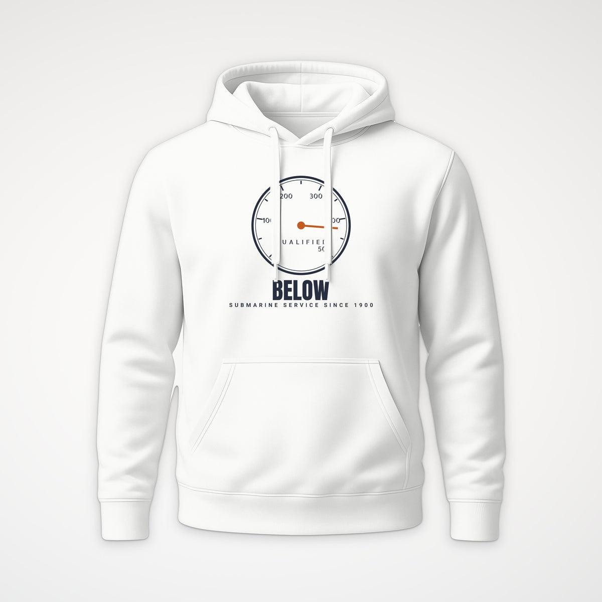 Qualified Below Depth Dial Hoodie in White