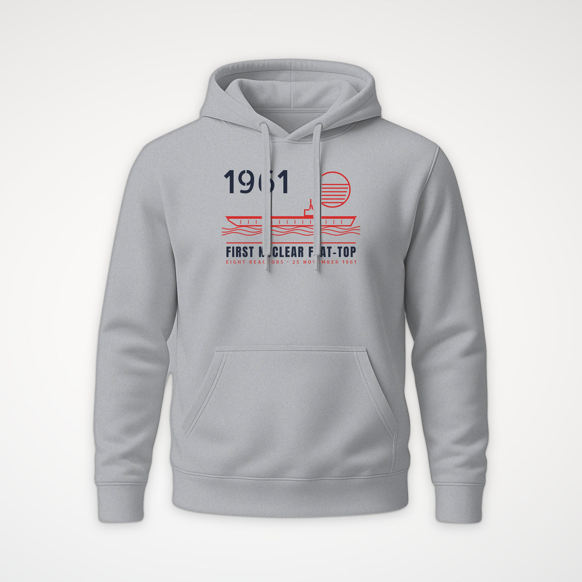First Nuclear Flat-Top Line Art Hoodie in Heather Grey