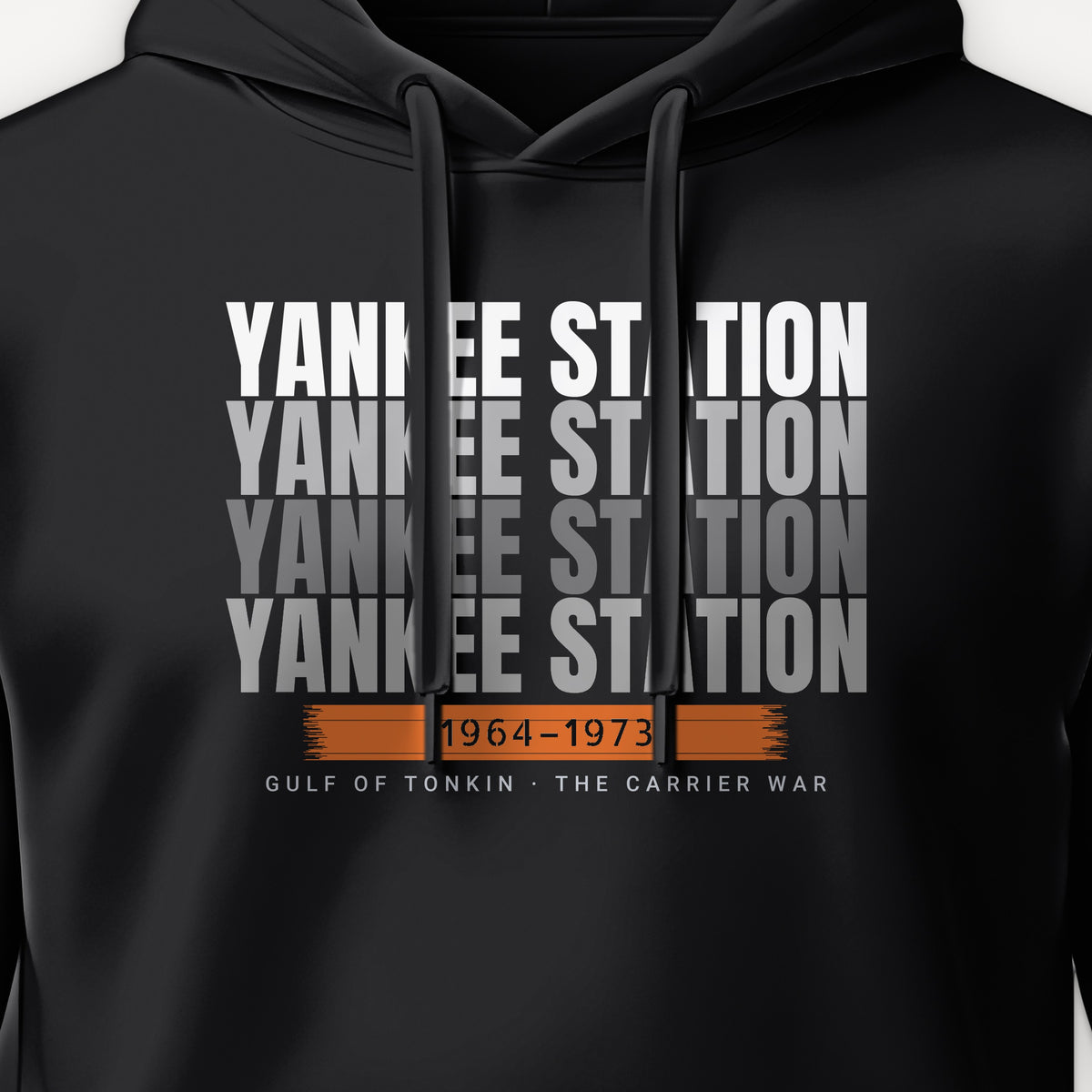 Yankee Station Echo Hoodie, front print detail