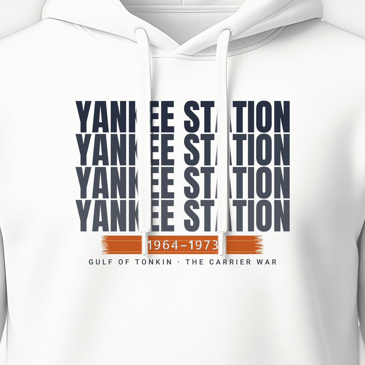 Yankee Station Echo Hoodie, front print detail