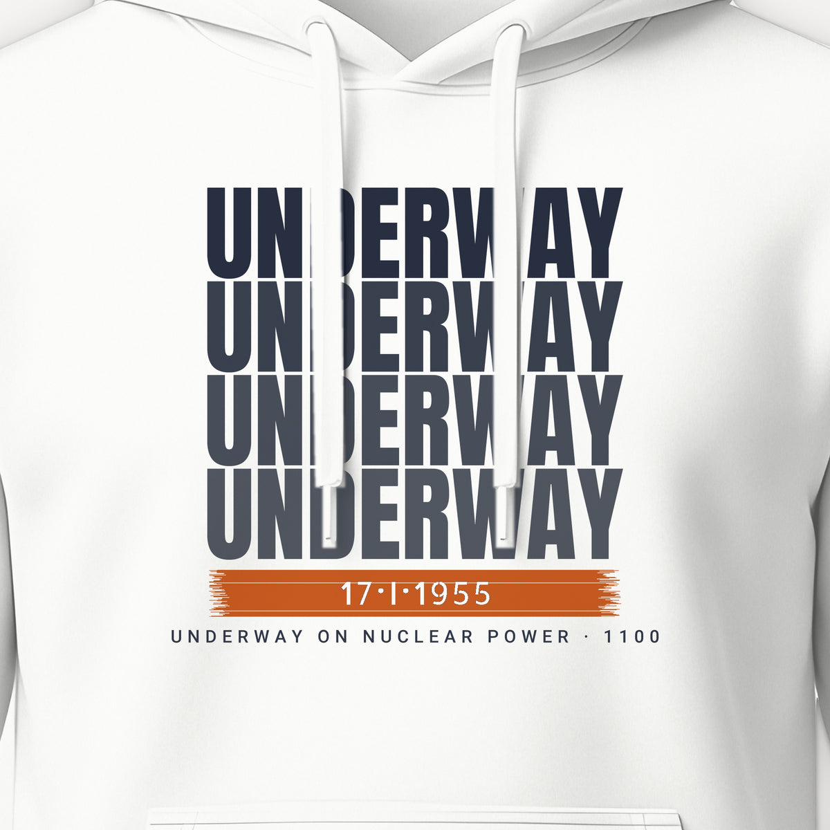 Underway on Nuclear Power Echo Hoodie, front print detail