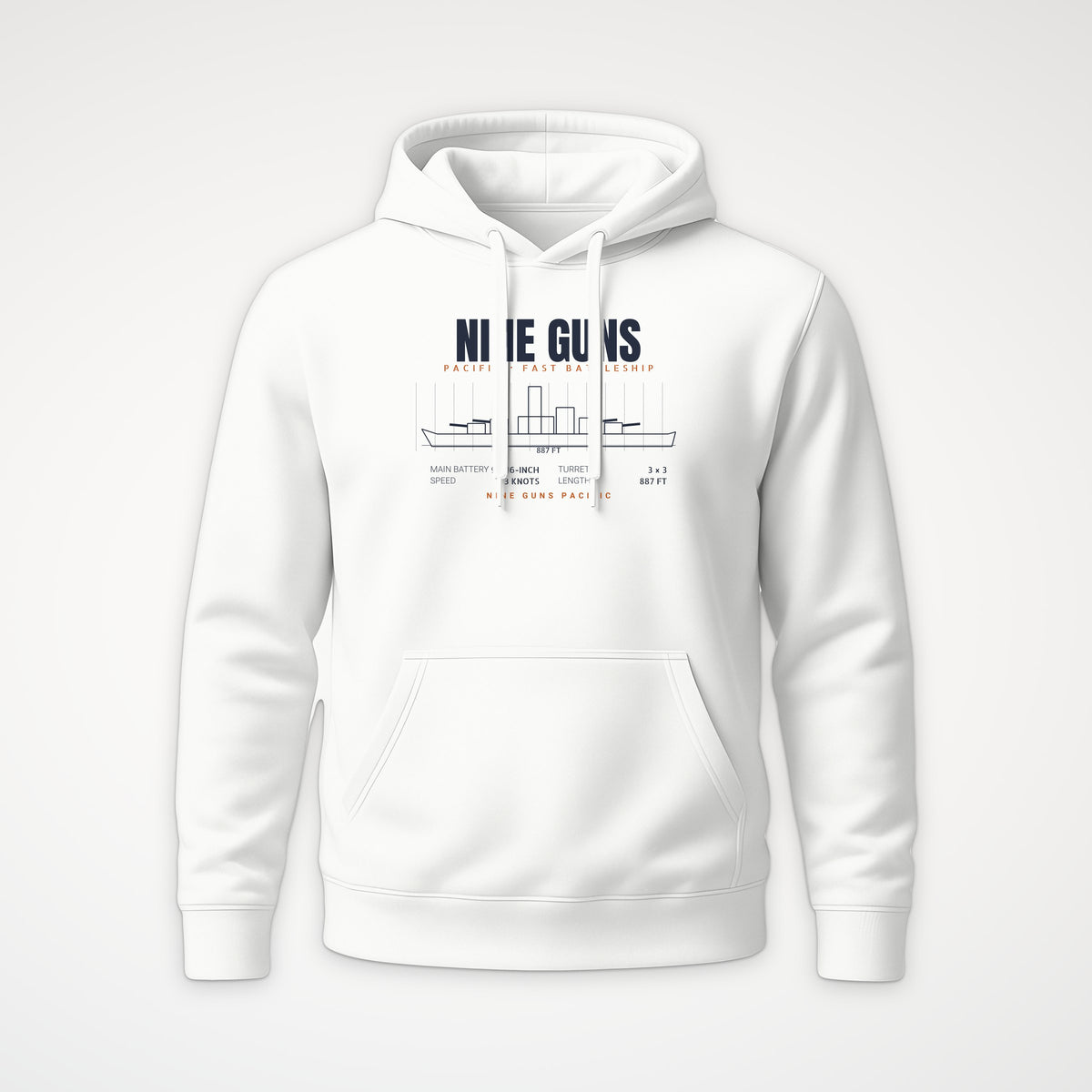Nine Guns Pacific Blueprint Hoodie in White