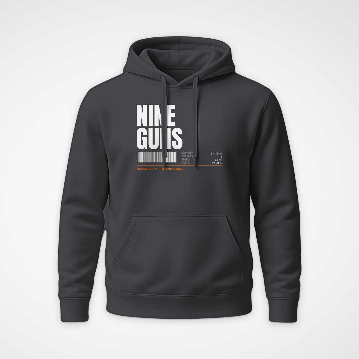 Nine Guns Pacific Tag Hoodie in Anthracite