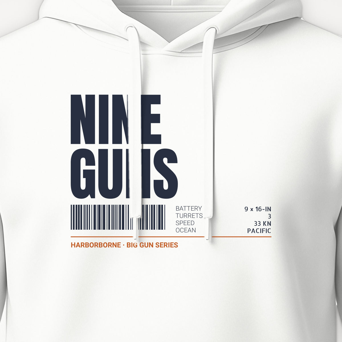 Nine Guns Pacific Tag Hoodie, front print detail