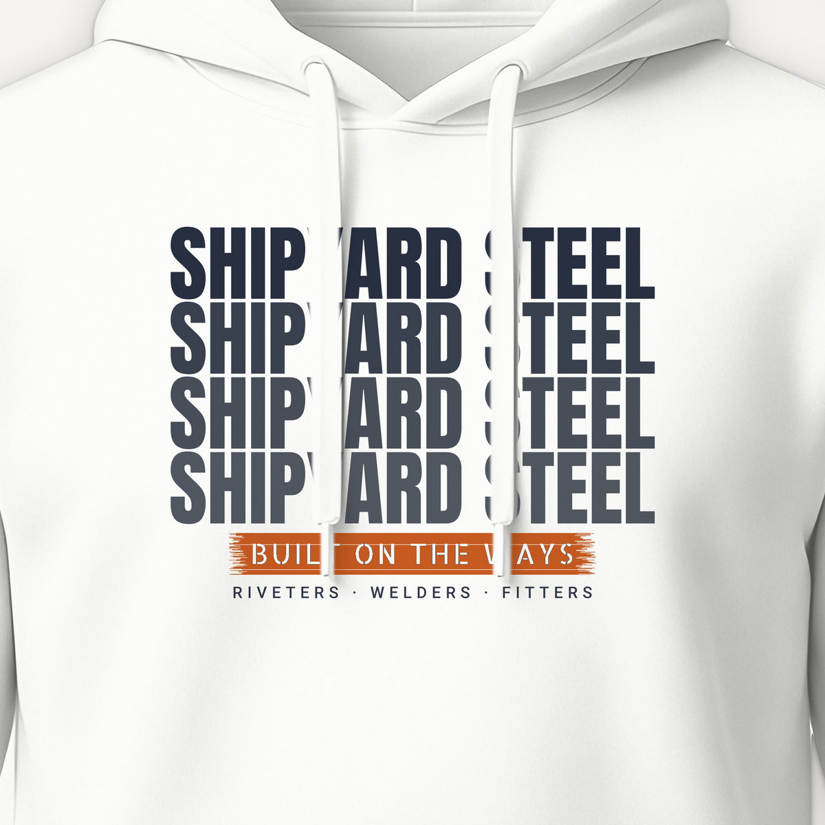 Shipyard Steel Echo Hoodie, front print detail