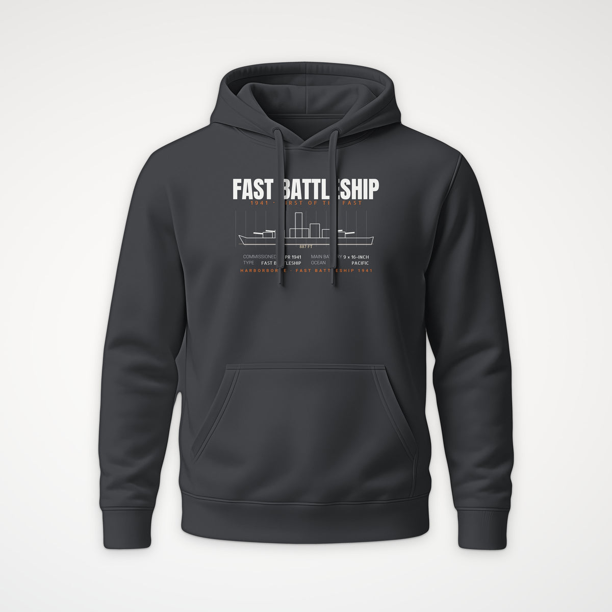 Fast Battleship 1941 Blueprint Hoodie in Anthracite