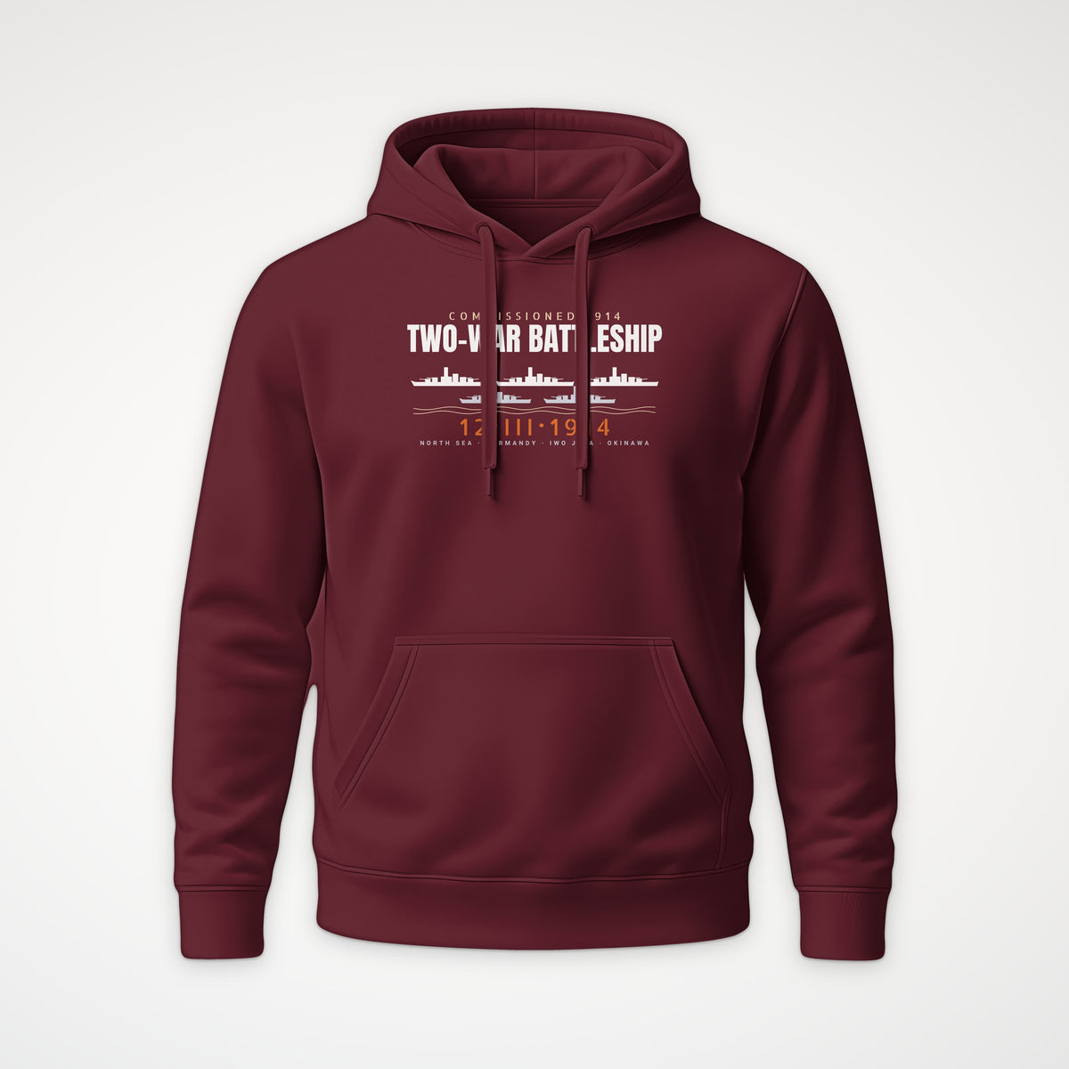 Two-War Battleship Row Hoodie in Burgundy