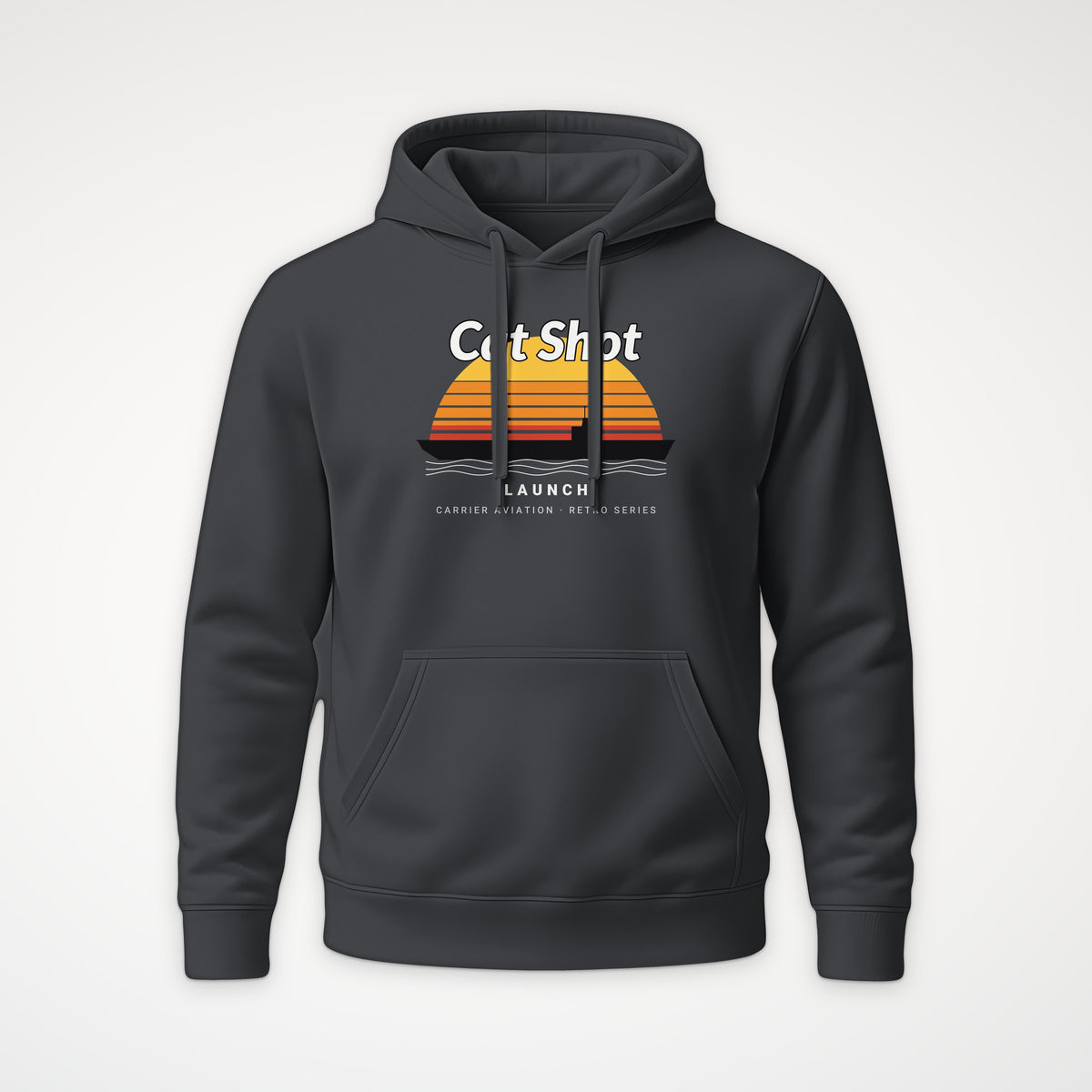 Cat Shot Retro Sunset Hoodie in Anthracite