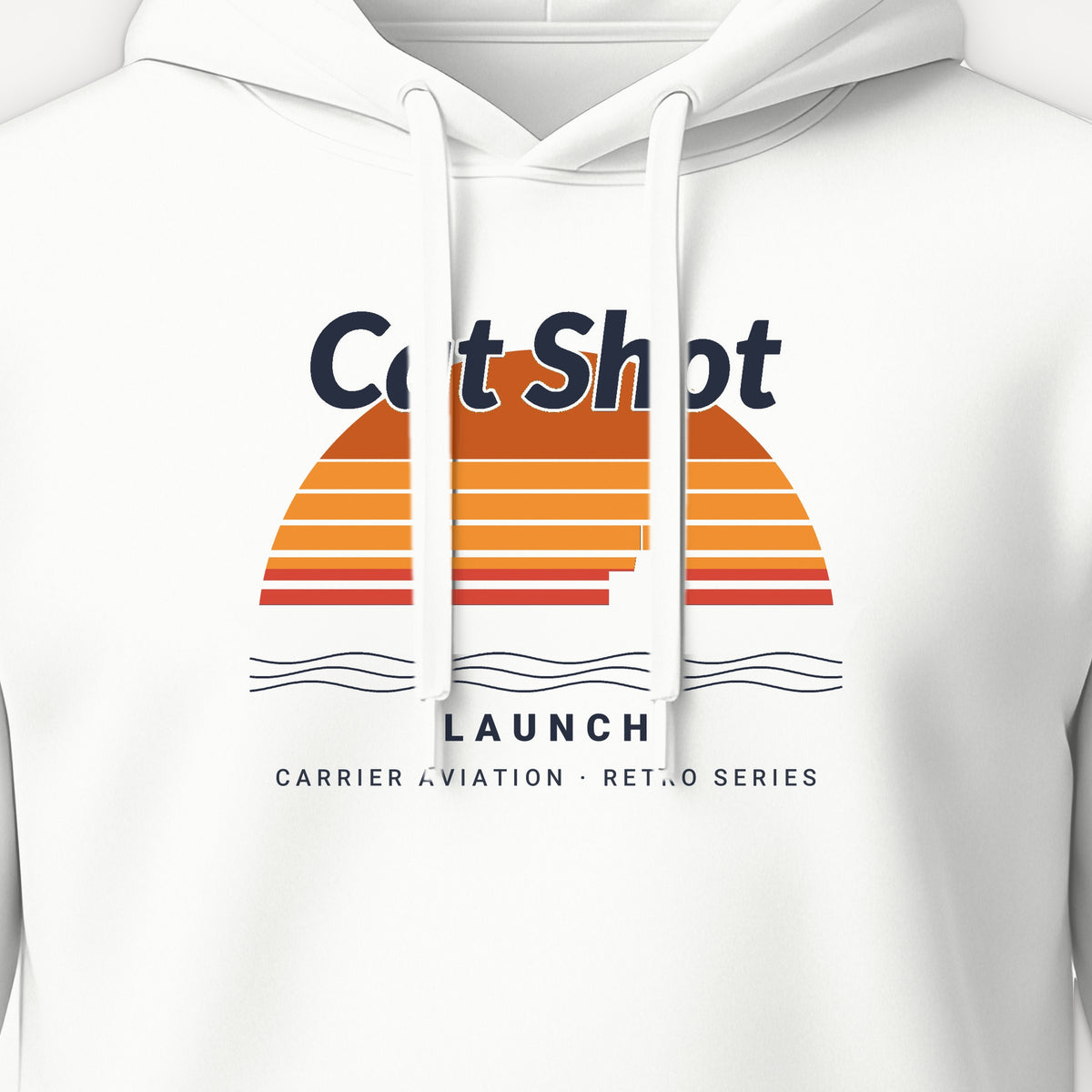 Cat Shot Retro Sunset Hoodie, front print detail