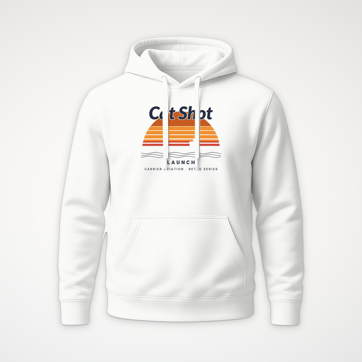 Cat Shot Retro Sunset Hoodie in White