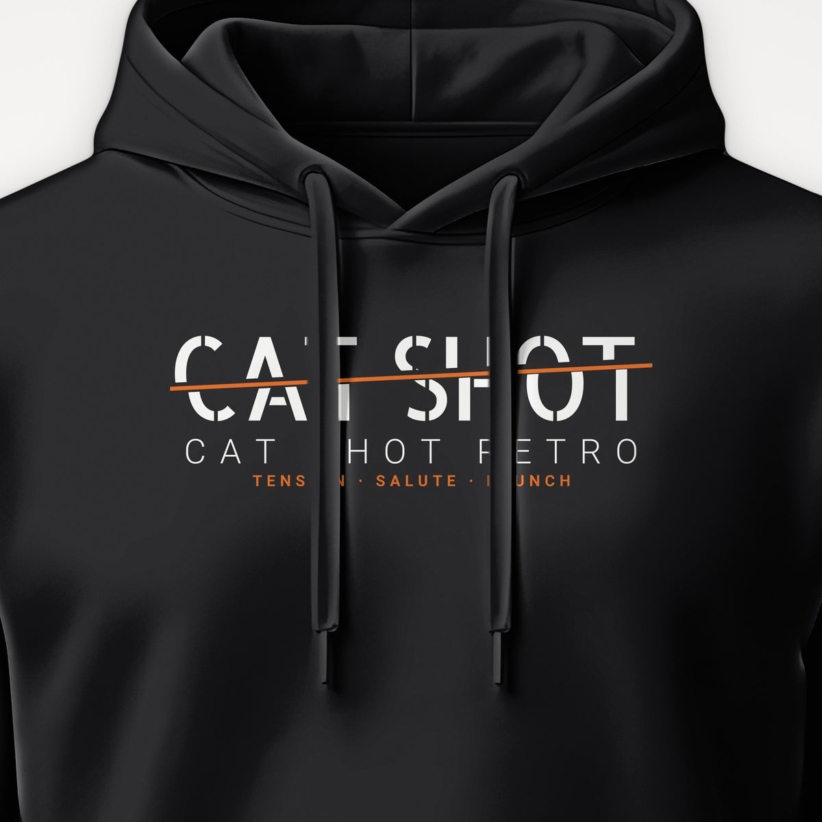 Cat Shot Retro Sliced Hoodie, front print detail