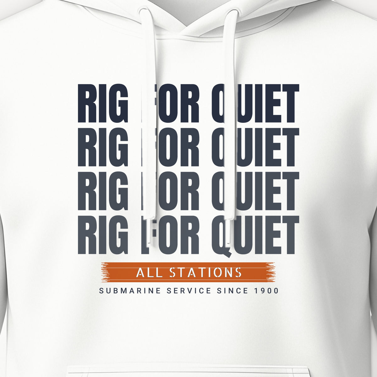 Rig for Quiet Echo Hoodie, front print detail