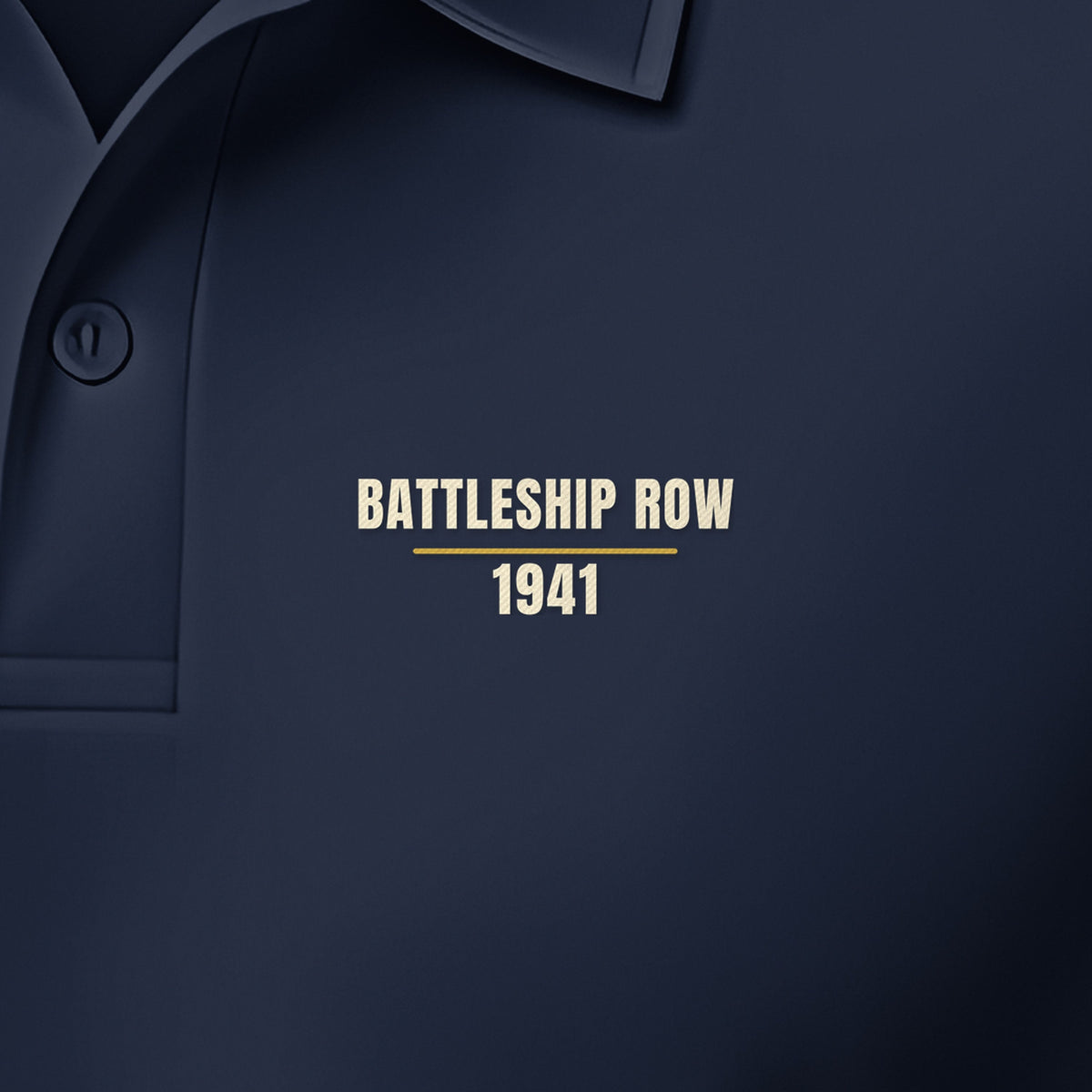 Battleship Row Ford Island Polo, left-chest detail