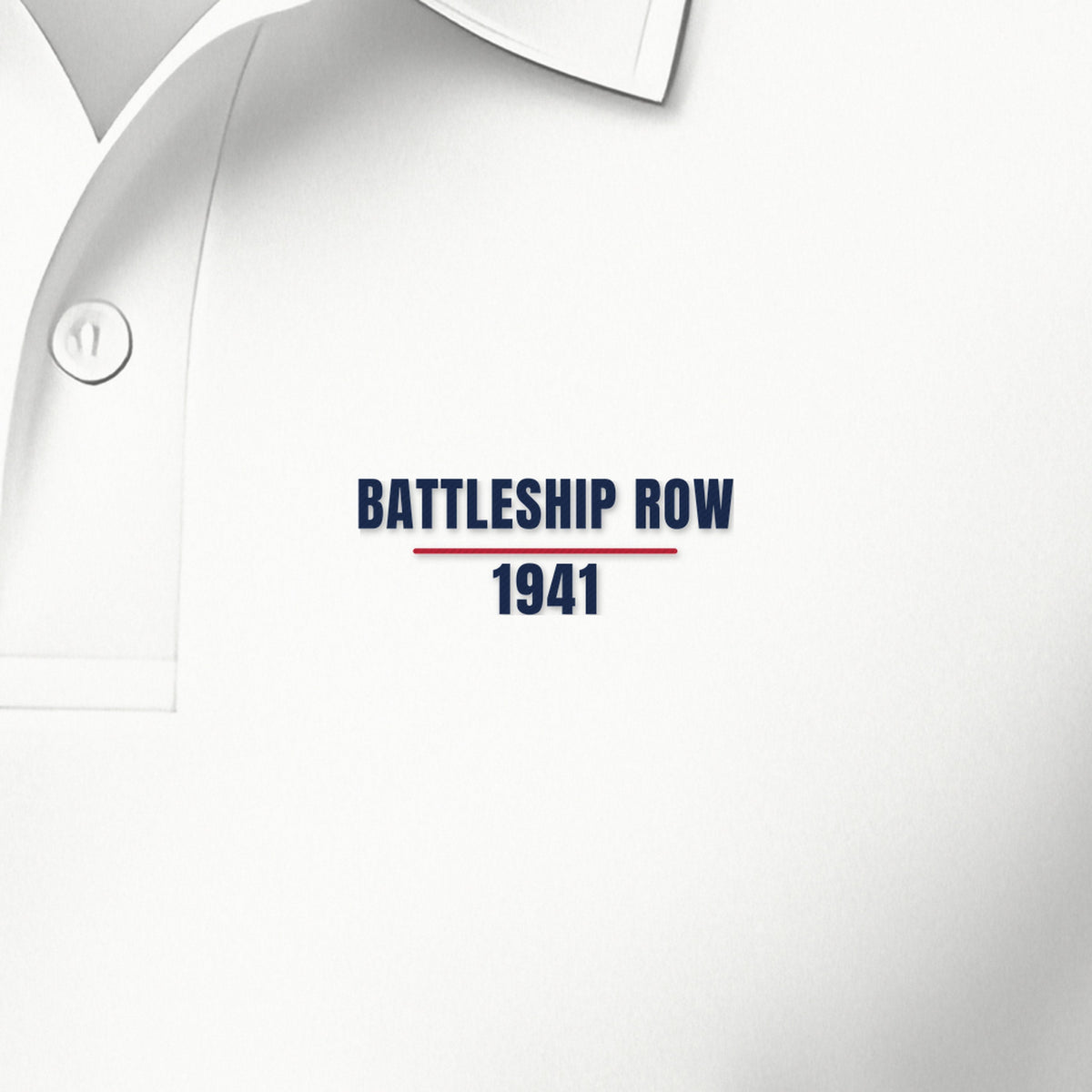Battleship Row Ford Island Polo, left-chest detail