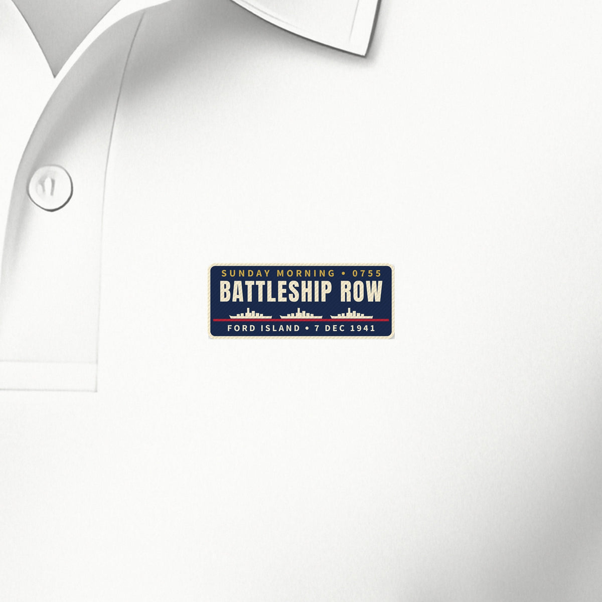 Battleship Row Sunday Morning Patch Polo, left-chest detail
