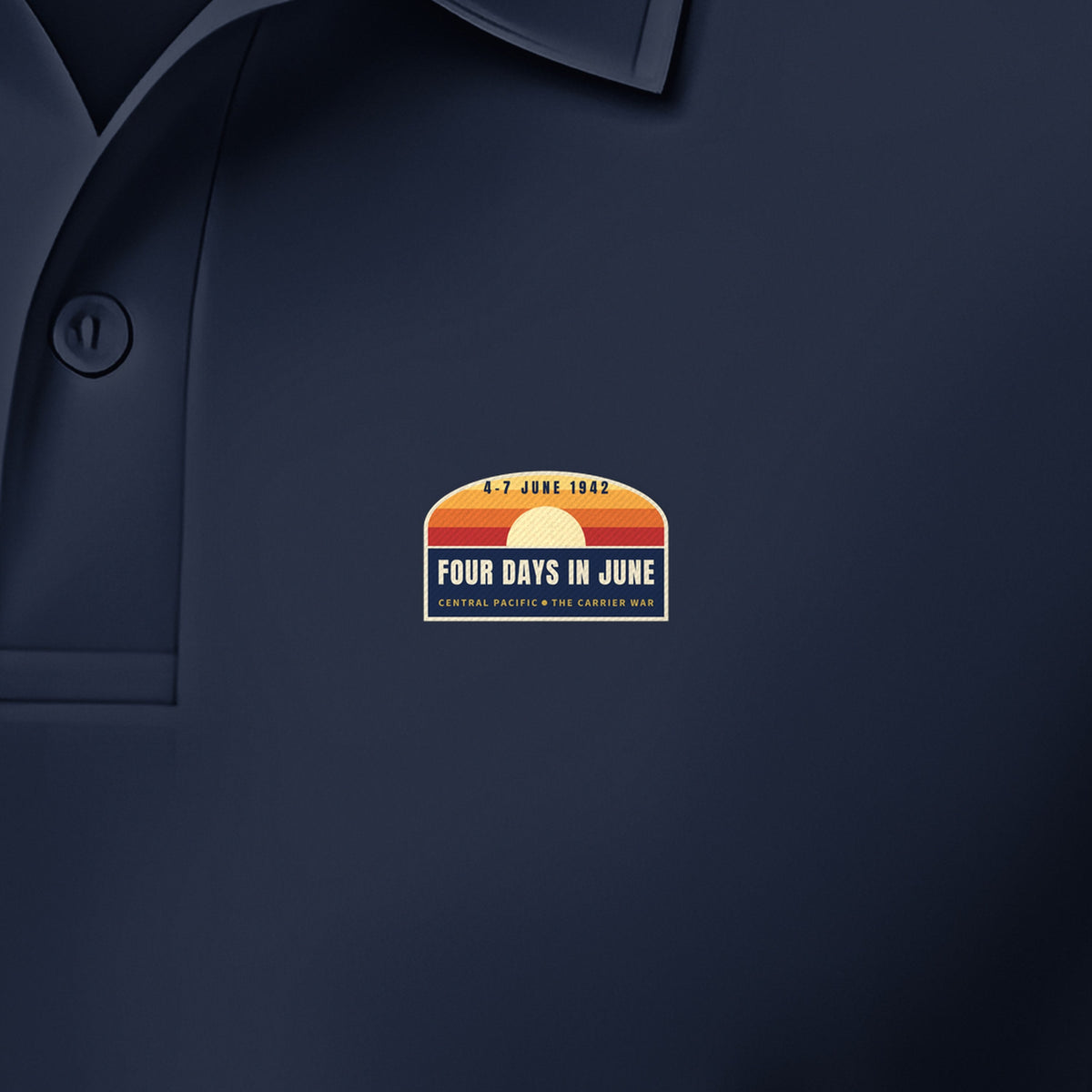 Four Days in June Sunset Polo, left-chest detail