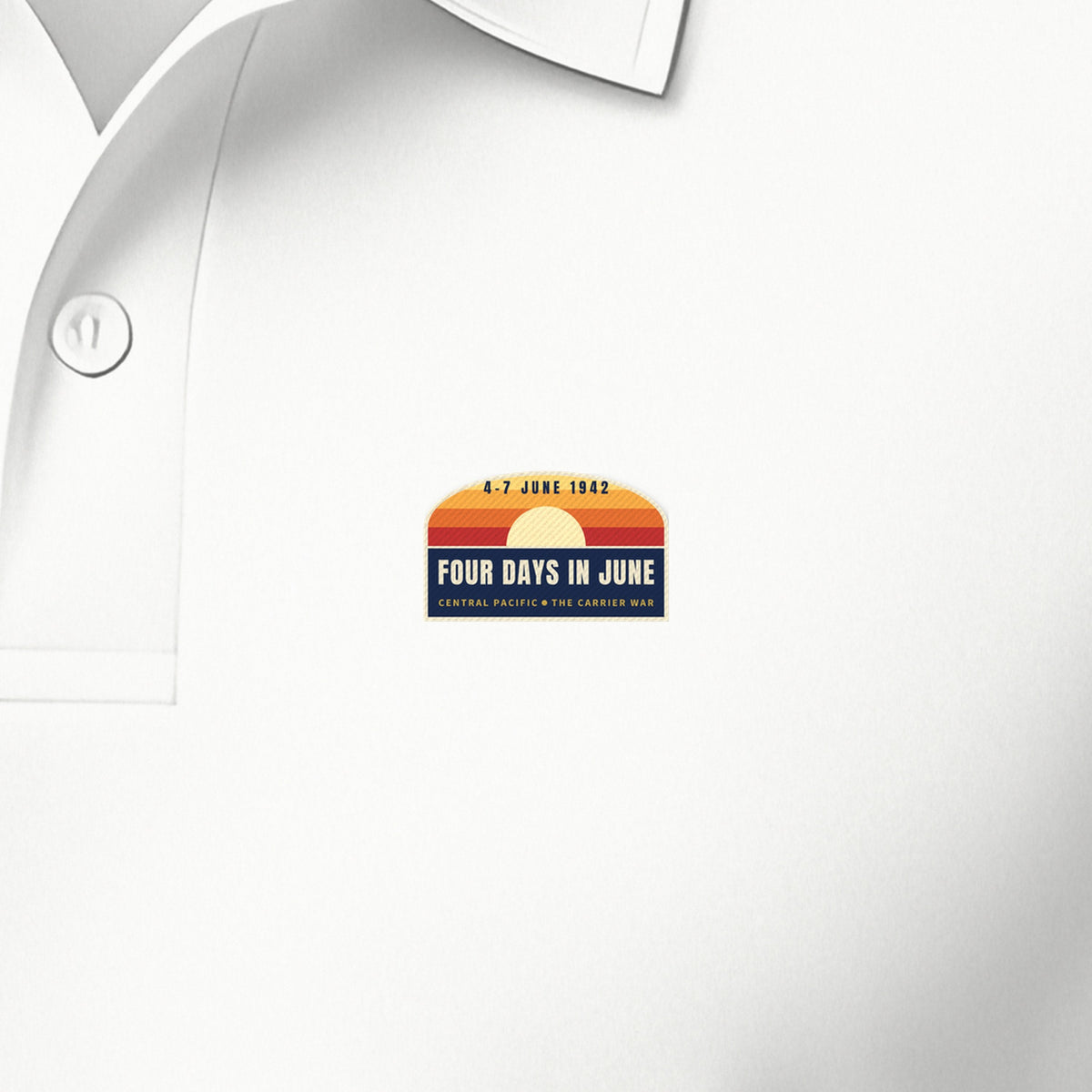 Four Days in June Sunset Polo, left-chest detail